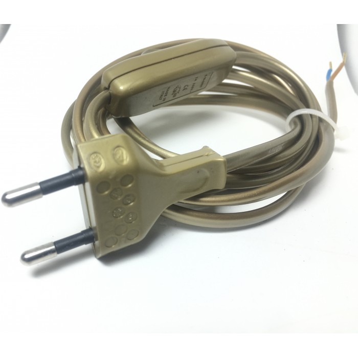 mosiężny przewód kabel z włącznikiem wtyczką do lampy 2m
