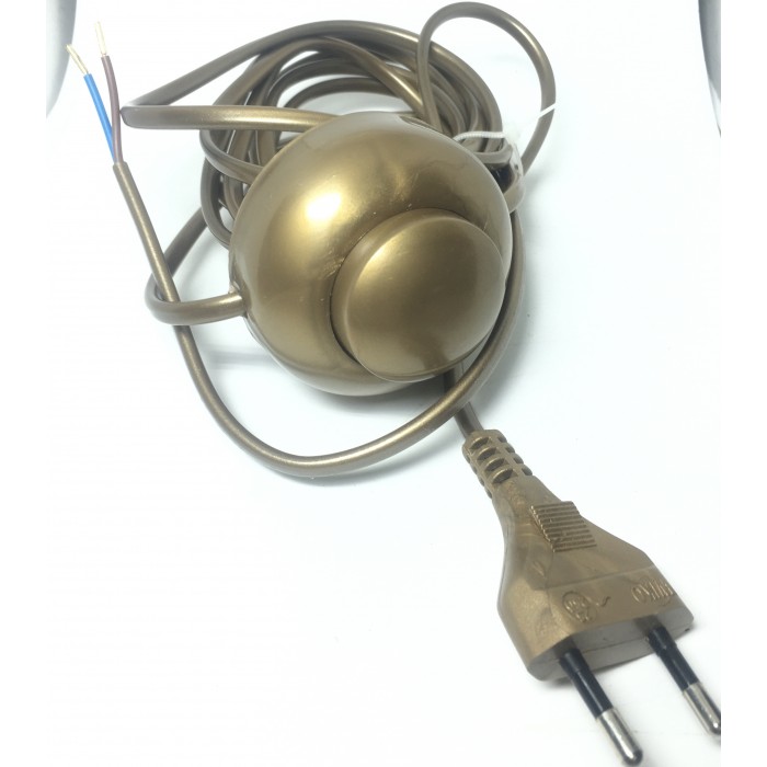 Przewód kabel z włącznikiem wtyczką do lamp złoty